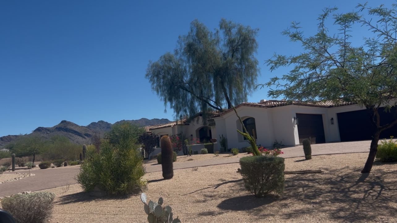 A North Scottsdale home with the McDowell Mountains behind it